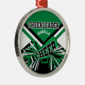 Cheerleader 📣 - Groen, Zwart en wit Metalen Ornament (Rechts)