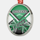 Cheerleader 📣 - Groen, Zwart en wit Metalen Ornament (Links)
