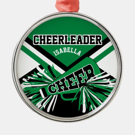Cheerleader 📣 - Groen, Zwart en wit Metalen Ornament (Voorkant)