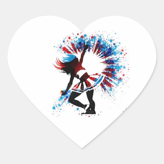 Cheerleader Heart Sticker met patriottisch ontwerp (Voorkant)