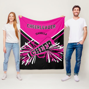 Cheerleader  - Heet Roze, Wit & Zwart Fleece Deken