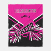 Cheerleader  - Heet Roze, Wit & Zwart Fleece Deken (Voorkant)