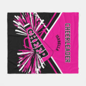 Cheerleader  - Heet Roze, Wit & Zwart Fleece Deken (Voorkant (Horizontaal))