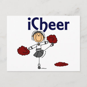 Cheerleader I Cheer Stick Figuur Briefkaart