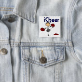 Cheerleader I Cheer Stick Figuur Vierkante Button 5,1 Cm (In situ)