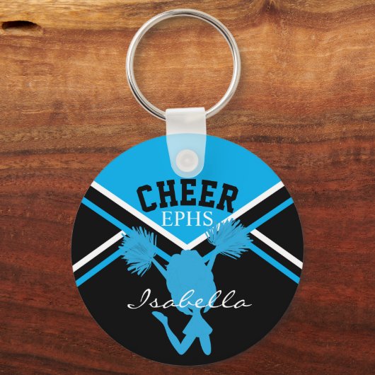 Cheerleader in Baby Blue en Black Sleutelhanger (Voorkant)