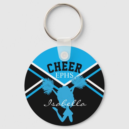 Cheerleader in Baby Blue en Black Sleutelhanger (Achterkant)