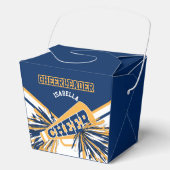 Cheerleader in blauw, wit en goud bedankdoosjes (Voorkant)