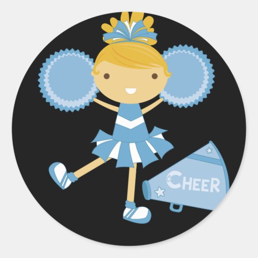 Cheerleader in Blue Ronde Sticker (Voorkant)