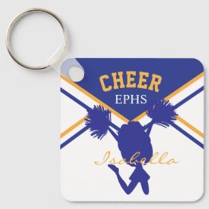 Cheerleader in Dark Blue, White en Gold Sleutelhanger