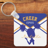 Cheerleader in Dark Blue, White en Gold Sleutelhanger (Voorkant)
