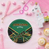 Cheerleader in Dark Green, Gold en Black Papieren Bordje (Feest)