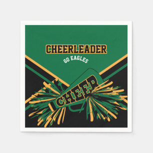 Cheerleader in Dark Green, Gold en Black Servet