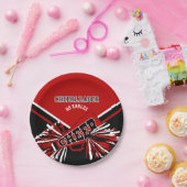 Cheerleader in Dark Red, White en Black Papieren Bordje (Feest)