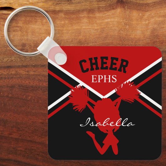 Cheerleader in Dark Red, White en Black Sleutelhanger (Voorkant)