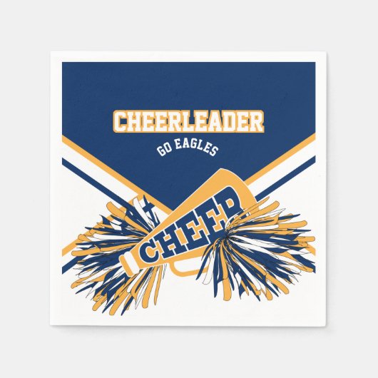 Cheerleader in Gold, White en Blue Servet (Voorkant)