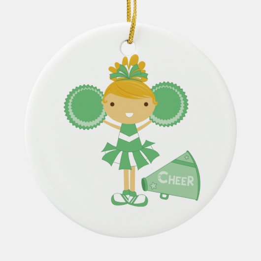 Cheerleader in Green Keramisch Ornament (Voorkant)