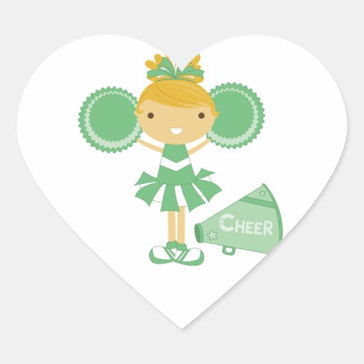 Cheerleader in Groen Hart Sticker (Voorkant)
