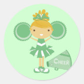 Cheerleader in Groen Ronde Sticker (Voorkant)