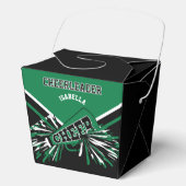 Cheerleader in groen, wit en zwart bedankdoosjes (Voorkant)