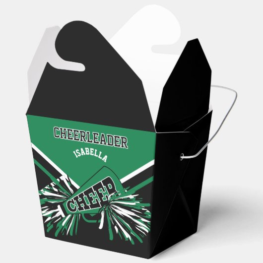 Cheerleader in groen, wit en zwart bedankdoosjes (Open)