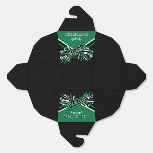 Cheerleader in groen, wit en zwart bedankdoosjes (Ongevouwen)