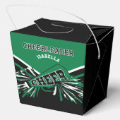 Cheerleader in groen, wit en zwart bedankdoosjes (Achterkant)