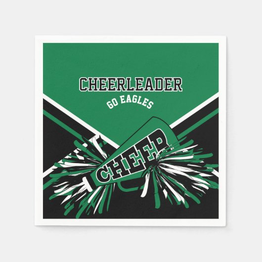 Cheerleader in groen, wit en zwart servet (Voorkant)