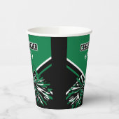 Cheerleader in Groen, Zwart en Wit Papieren Bekers (Links)