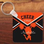 Cheerleader in het Oranje en zwart Sleutelhanger (Voorkant)