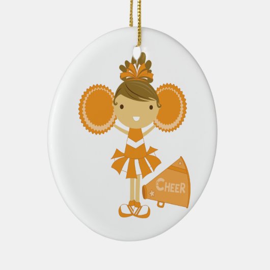 Cheerleader in het Oranje Keramisch Ornament (Rechts)