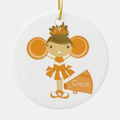 Cheerleader in het Oranje Keramisch Ornament (Voorkant)