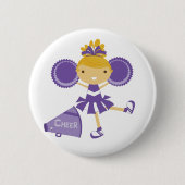 Cheerleader in het Paars Ronde Button 5,7 Cm (Voorkant)