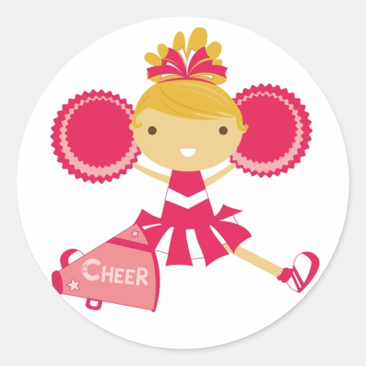 Cheerleader in het rood ronde sticker (Voorkant)