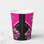 Cheerleader in Hot Pink, Black en White Papieren Bekers (Rechts)