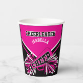 Cheerleader in Hot Pink, Black en White Papieren Bekers (Voorkant)