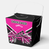 Cheerleader in Hot Pink, White en Black Bedankdoosjes (Voorkant)