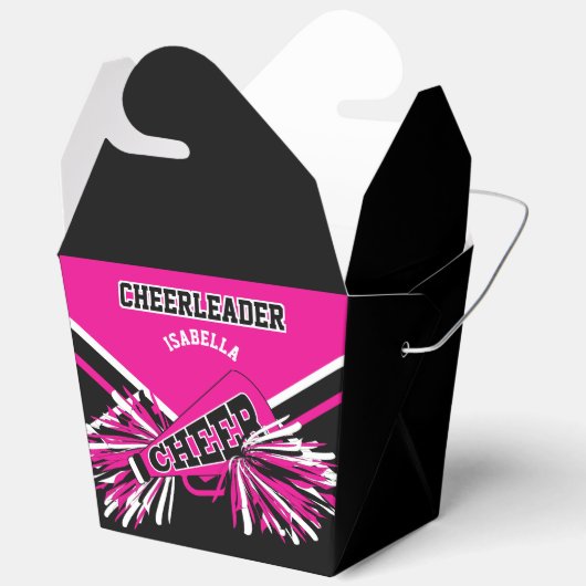 Cheerleader in Hot Pink, White en Black Bedankdoosjes (Open)