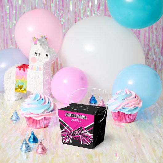 Cheerleader in Hot Pink, White en Black Bedankdoosjes (Feest)