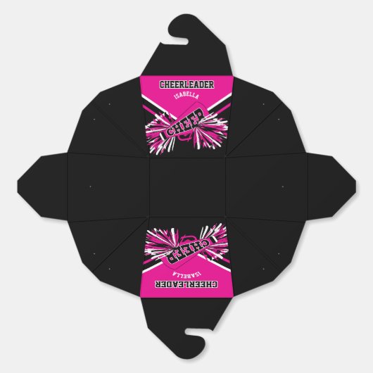 Cheerleader in Hot Pink, White en Black Bedankdoosjes (Ongevouwen)