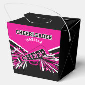 Cheerleader in Hot Pink, White en Black Bedankdoosjes (Achterkant)