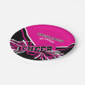 Cheerleader in Hot Pink, White en Black Papieren Bordje (Gekanteld)