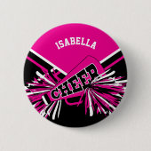 Cheerleader in Hot Pink, White en Black Ronde Button 5,7 Cm (Voorkant)