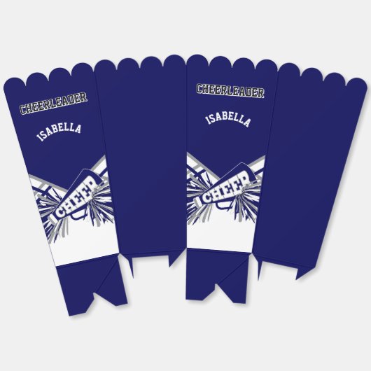 Cheerleader in Navy blauw, wit en grijs Bedankdoosjes (Ongevouwen)