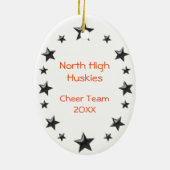 Cheerleader in Oranje en zwart met zwart haar Keramisch Ornament (Achterkant)