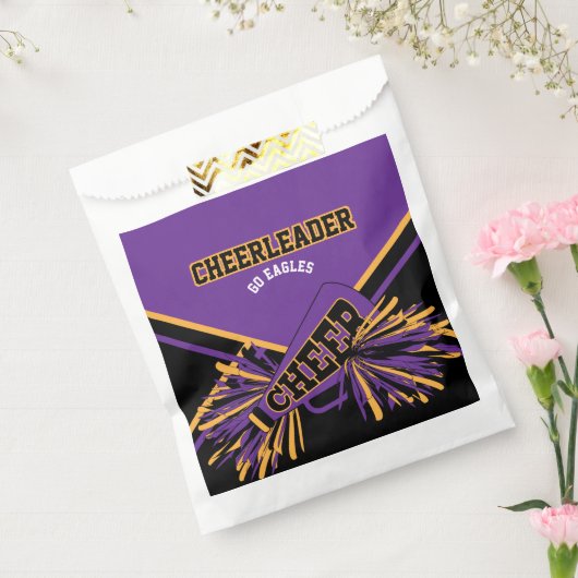 Cheerleader in Paars, goud en zwart Bedankzakje (Gezegeld)