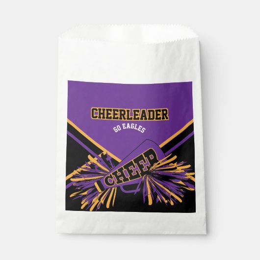 Cheerleader in Paars, goud en zwart Bedankzakje (Voorkant)