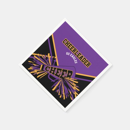 Cheerleader in Paars, goud en zwart Servetten (Hoek)