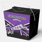 Cheerleader in Paarse, Wit en Zwart Bedankdoosjes (Achterkant)