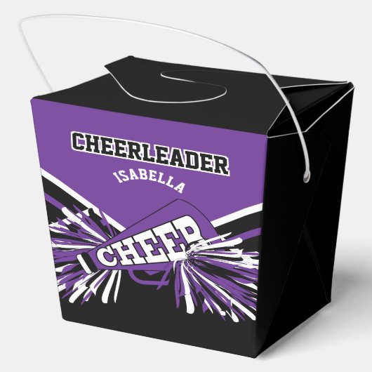 Cheerleader in Paarse, Wit en Zwart Bedankdoosjes (Achterkant)